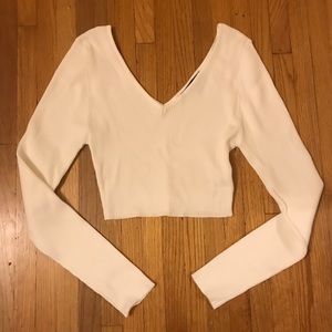 Love Tree White V Neck Crop Top